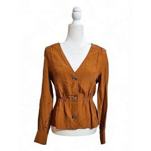 Paris Atelier & Other Stories rust orange long sleeve top size 4